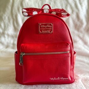 Disney Minnie Mouse Backpack with Sequined Bow | Red